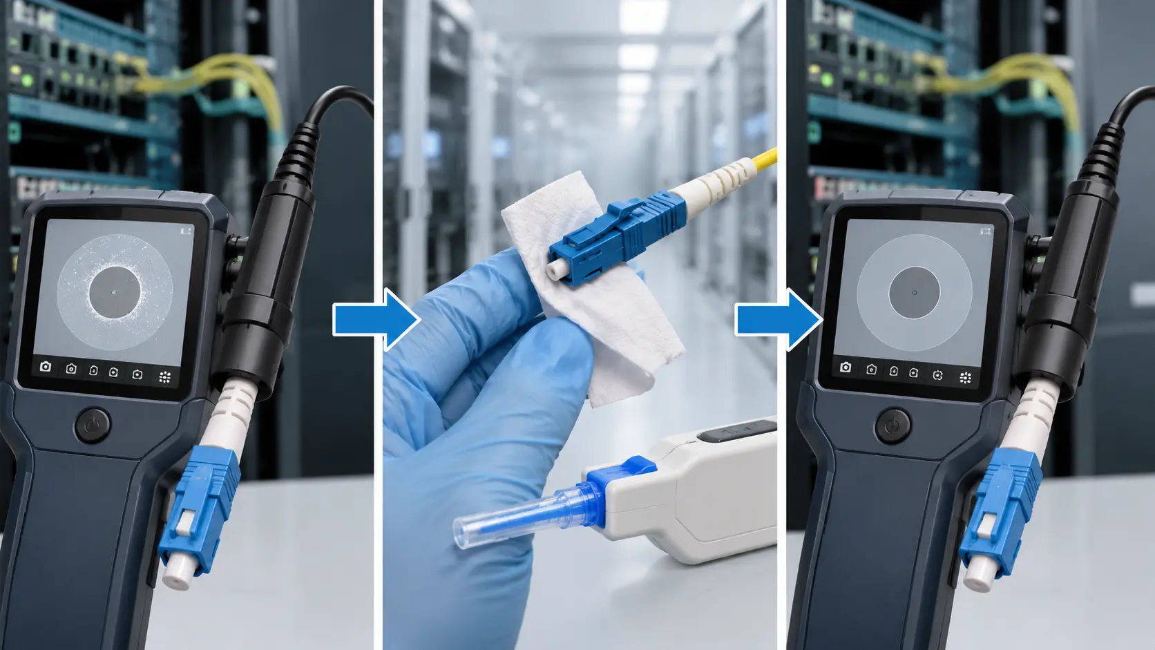 Nettoyage des connecteurs à fibre optique sans perte de signal
