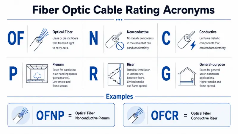 Meaning of OFNP OFNR OFCR and other optical fiber cable fire rating letters Meaning of OFNP OFNR OFCR and other optical fiber cable fire rating letters