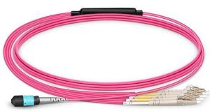 MTP Femelle à 4 LC UPC Duplex 8 Fibres OM4 50/125 Câble Breakout Multimode